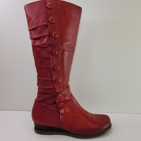 Miz Mooz Red Pearson Red High Button Boots (7.5 US - Picture 5 of 10